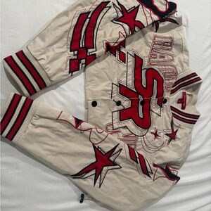 Stylish Cream and Red Women's Jacket